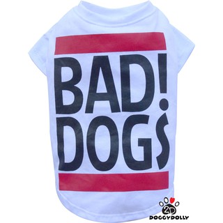 Petcloths -Doggydolly  เสื้อผ้าแฟชั่น สัตว์เลี้ยง ชุดหมาแมว คอกลม สีขาว   T-Shirt  ขนาด1-9โล T536