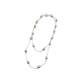 DSP สร้อยคอเงินสานห่วงเมล็ดข้าว ประคำเงินเกลี้ยง เงินแท้ 925 : DSP 925 Sterling Silver Braided Chain Necklace [NPK0026]