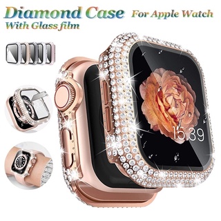 เคสนาฬิกาข้อมือ พร้อมตัวป้องกันหน้าจอในตัว สําหรับ Apple Watch 38 มม. 40 มม. 41 มม. 42 มม. 44 มม. iWatch Series 7 6 SE 5 4 3 2