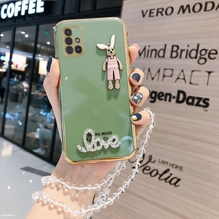 เคส Samsung A33 A73 A52S A52 A32 A12 A13 A22 A42 A72 5G A02 A03 A02S A03S A71 A51 A31 A11 A30 A20 A10S A20S A10 A50 A50S A30S A70  Luxury Bunny With Strap | DK Phone Case
