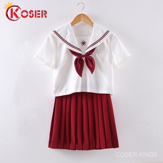 ชุดนักเรียน ญี่ปุ่น School Uniform ฤดูร้อน Japanese Cosplay JK แขนสั้น Sailor Sets College Series Costume กระโปรงเสื้อฤด