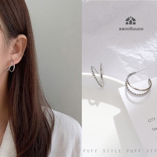 Double C-shaped Metal Geometric Drop Stud Earrings for Women Minimalist Jewelry Sweet Earrings