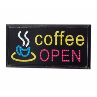 ป้ายไฟLED Coffee OPEN ป้ายไฟสำเร็จรูป ขนาด48*25 ซม. อักษร ตกแต่งหน้าร้านกาแฟ LED SIGN ข้อความ