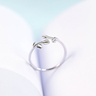 ชุบเงิน 925 แหวนผู้หญิงญี่ปุ่นและเกาหลีสไตล์ต้นกล้าสาขาใบดัชนีแหวนนิ้วบุคลิกที่เรียบง่ายเปิดแหวน de2-1728