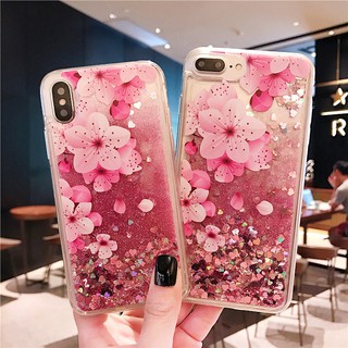 Case Samsung S5 S6 S7 Edge S8 S9 S10 Plus Lite Quicksand Flamingo Peach Blossom Soft Silicone Phone Cover
