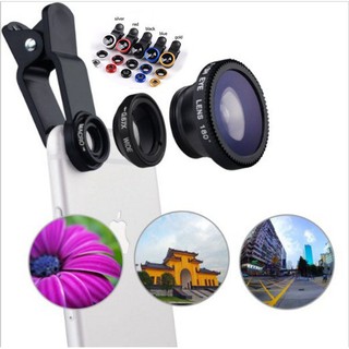 ชุดเลนส์ Fisheye 3-in-1 Wide Angle Macro สำหรับโทรศัพท์มือถือ