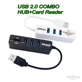 ส่งในไทย✅ COMBO USB HUB 3 Port+Card Reader V2.0 2in1 | 3 Port USB 2.0 Hub Splitter Combo USB Connector Cable OTG SD/TF