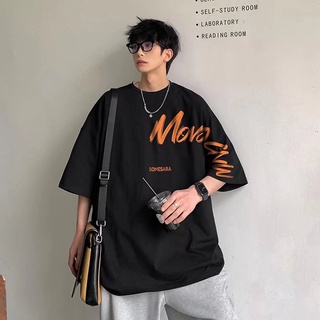 เสื้อเชิ้ตแขนสั้นลําลอง พิมพ์ลายตัวอักษร สีส้ม สไตล์เกาหลี วินเทจ โอเวอร์ไซซ์ แฟชั่นสําหรับผู้ชาย และผู้หญิง
