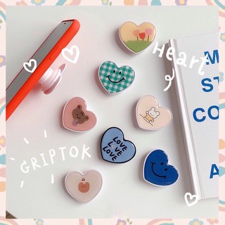 💕พร้อมส่ง✨ Griptok ที่ติดมือถือ รูปหัวใจสไตล์เกาหลีมีหลายลายให้เลือก💗