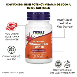 NOW Foods, Vitamin D-3, 125 mcg (5,000 IU), 120 Softgels