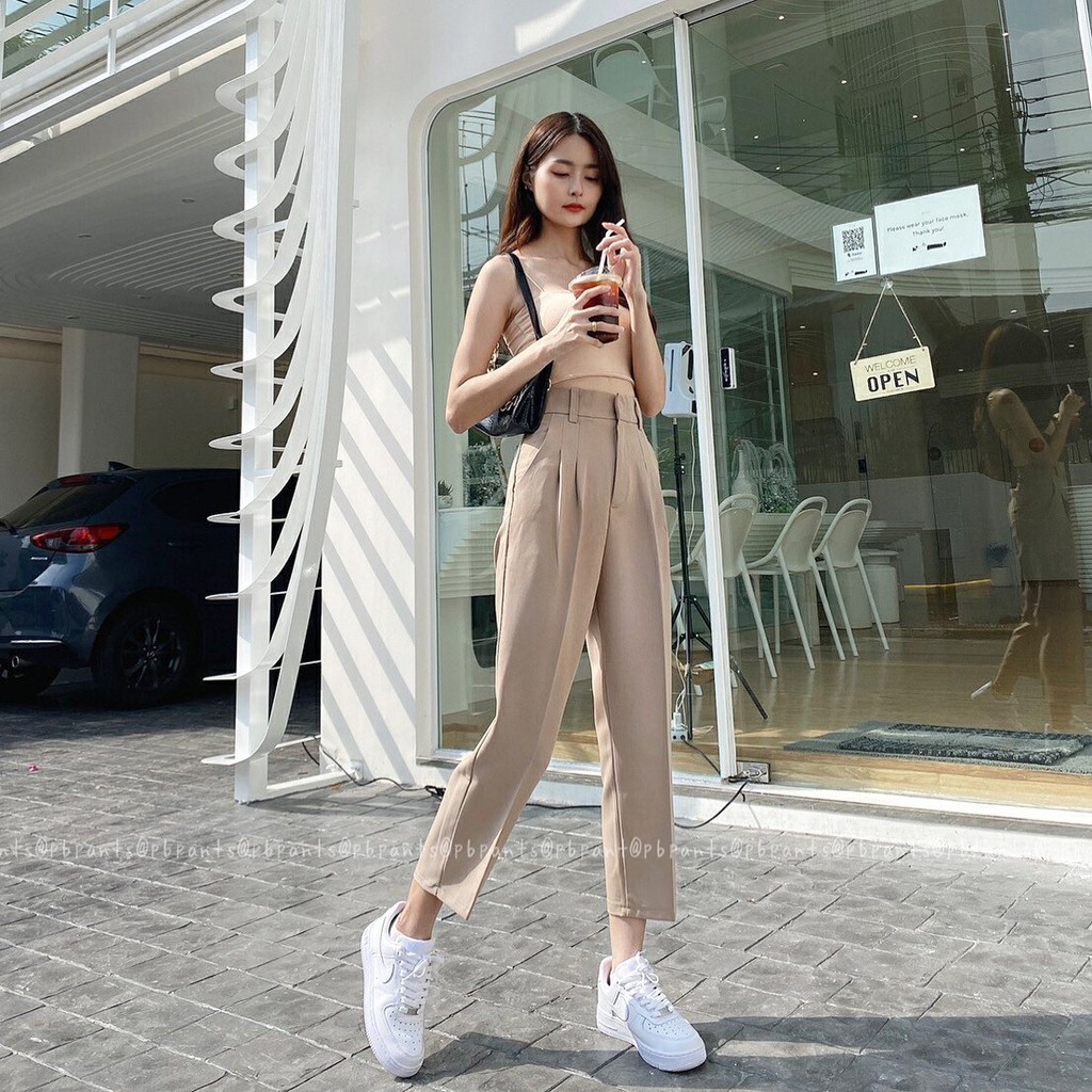 รูปภาพของ(KK) พร้อมส่ง Pepe pants กางเกงทรงบอยตะขอหน้าผ้าเปเป้7ส่วนลองเช็คราคา