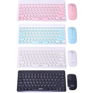 🔥รับประกัน1ปี🔥ชุด คีย์บอร์ด+เม้าส์ไร้สาย Oker Wireless  keyboard +Monse พร้อมถ่านMINI รุ่น(K885) - สีดำ