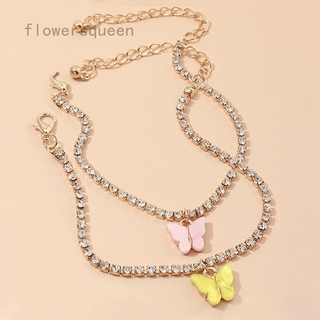 ภาพหน้าปกสินค้าflowersqueen สร้อยข้อเท้าแบบโซ่ประดับจี้ Rhinestone รูปผีเสื้อเครื่องประดับแฟชั่นสตรี ซึ่งคุณอาจชอบราคาและรีวิวของสินค้านี้