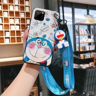 เคสโทรศัพท์ Realme C11 2021 /RealmeC11 2020 Case With Hand Strap + Neck Strap Cute Doraemon Doll Bracket Cartoon Phone Casing เรียวมี C11