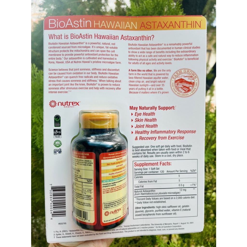 ภาพหน้าปกสินค้าNew (exp.7/2025) ขนาด120เม็ด Nutrex BioAstin Hawaiian astaxanthin 12 mg รุ่น 120เม็ด ทานได้4เดือนของแท้ จากร้าน phanitnan1408 บน Shopee