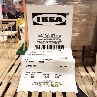 [รับประกันคุณภาพ] Ikea พรมปูพื้น ลายใบเสร็จ IKEA x Virgil Abloh Joint Marklad IKEA