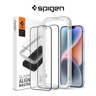 Spigen ฟิล์มกระจกนิรภัยกันรอยหน้าจอ แบบเต็มจอ สําหรับ iPhone 14 13 pro 13 2 แพ็ก