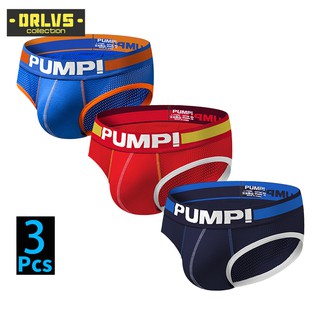 PUMP 3 ชิ้น กางเกงชั้นใน กางเกงตาข่าย ระบายอากาศ สำหรับผู้ชาย ชุดชั้นในชาย (3) H117