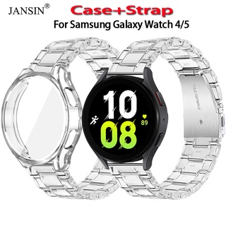 สินค้า jansin เคส samsung galaxy watch 5 เคส+สาย ใหม่โปร่งใสสายนาฬิกาเรซิ่นสำหรับ samsung galaxy watch 5 4 40mm 44mm