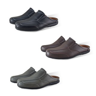 ราคาFREEWOOD CASUAL SHOES รองเท้าหนังเปิดส้น รุ่น 79-6191  สีดำ / สีน้ำตาล / สีเผือก ( BLACK / BROWN / TARO)