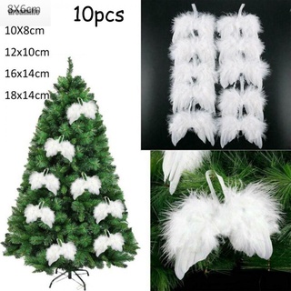 【DREAMLIFE】10pcs White Vintage Feather Hanging Angel Wings Christmas Tree Xmas Ornament Christmas Decoration for Home, Shop