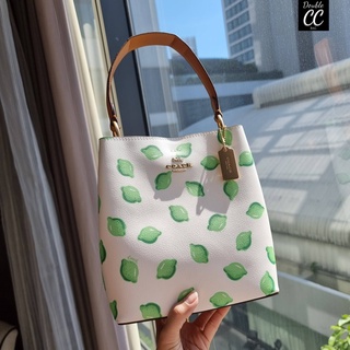 (แท้ 💯%‼ Factory) COACH 1625 SMALL TOWN BUCKET BAG WITH LIME PRINT