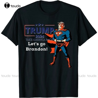 เสื้อยืดโอเวอร์ไซส์เสื้อยืด พิมพ์ลายธงอเมริกัน LetS Go on Pro Superhero Trump 2024 ต่อต้าน Joe Biden สําหรับผู้ชายS-3XL