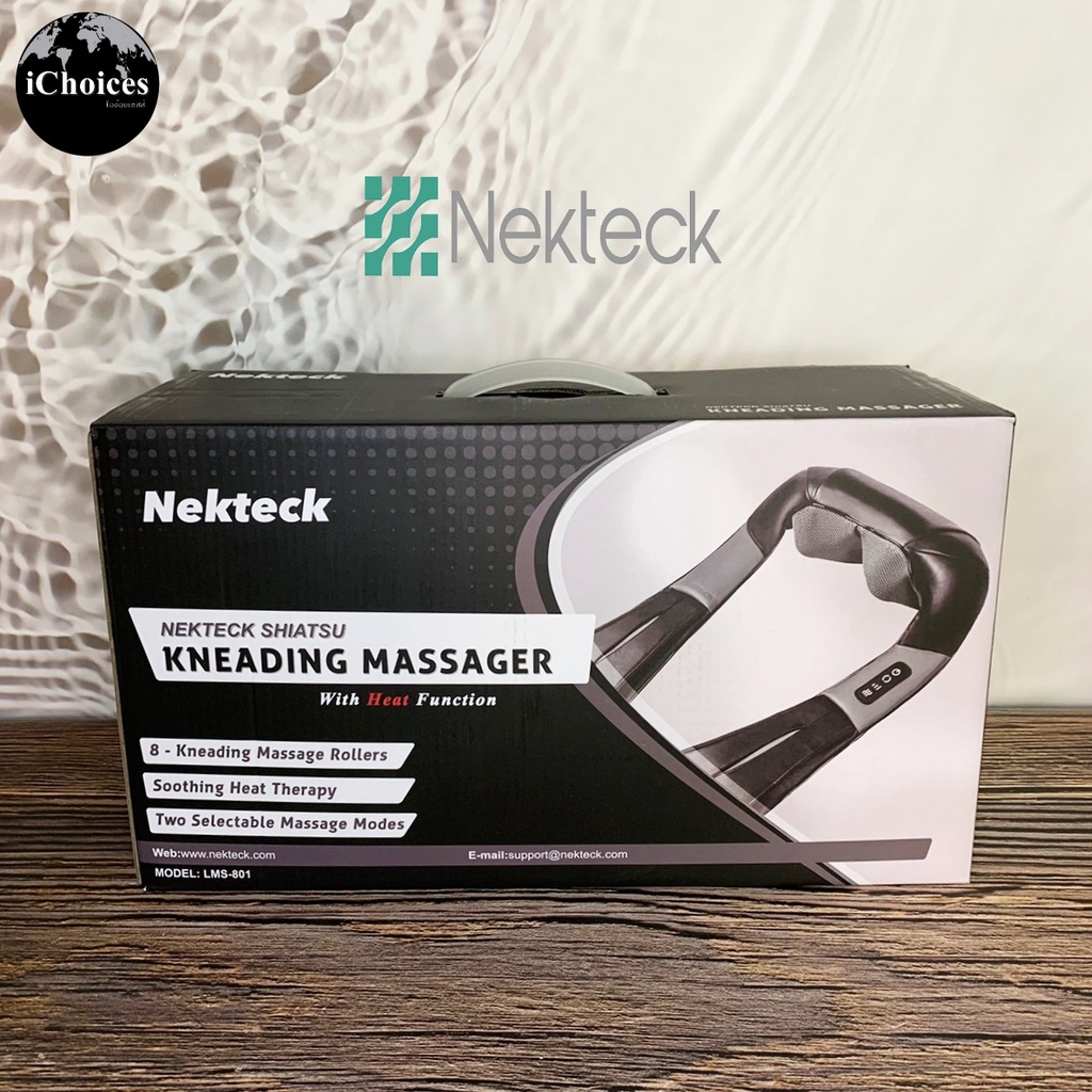 Nekteck LMS-801 Black Gray Electric Shiatsu Neck And Back Massager With  Heat