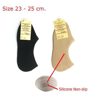 สินค้า รหัส B002 # 12 คู่ ถุงเท้าข้อเว้า ​ มีซิลิโคนกันหลุด คละสี​