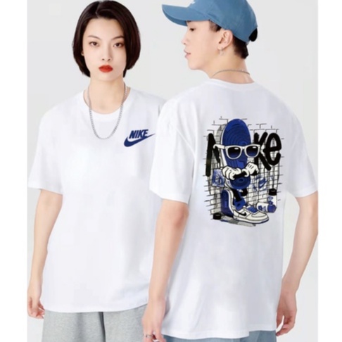 เสื้อสาวอวบ-เสื้อยืด-nike-กราฟิกพิมพ์ขนาดต่างๆและเสื้อเชิ้ตสี-unisex-คู่-nike100-ผ้าฝ้ายเสื้อยืด