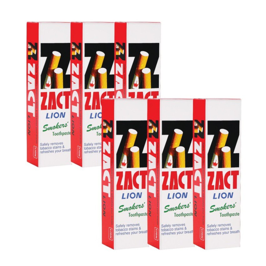 ZACT ยาสีฟัน ขจัดคราบ แซคท์ สูตรสำหรับผู้สูบบุหรี่ (สีแดง) 160 กรัม 6 หลอด