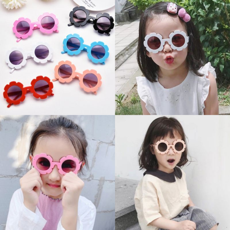 ภาพหน้าปกสินค้าพร้อมส่ง ️แว่นตาเด็ก แว่นตากันแดดปกป้องแสง UV แว่นตาแฟชั่นเด็ก แว่นตาเด็กผู้หญิง ️แว่นตากันแดดทรงกลม แต่งลายดอกไม้