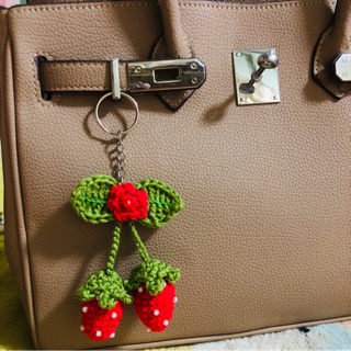 Crochet Strawberry Keychain
