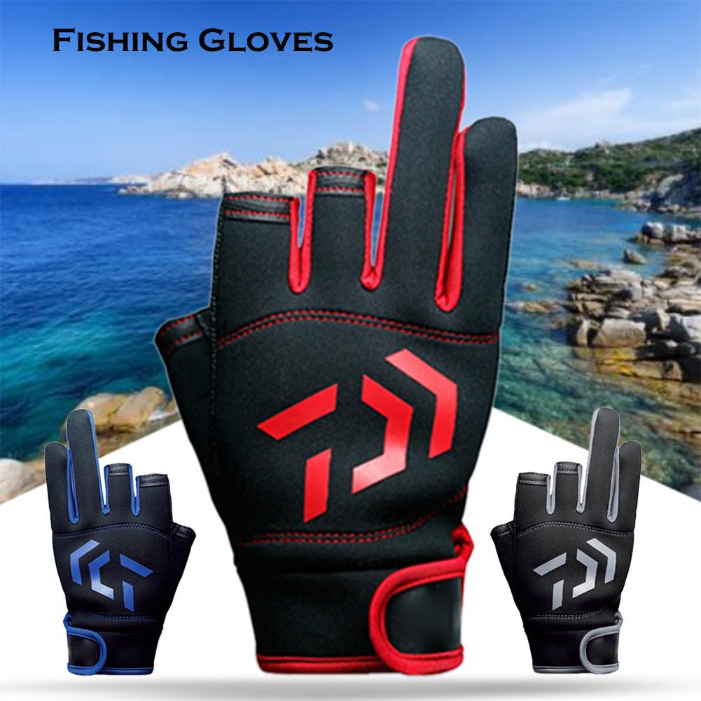 ภาพหน้าปกสินค้าHE ถุงมือตกปลากลางแจ้งกันลื่นป้องกันการแทงสัมผัสถุงมือป้องกันการตกปลาแบบสามนิ้ว