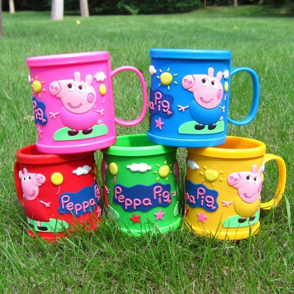 ราคาและรีวิวCartoon Peppa Pig Pink Piggy Kids Water Cup Mug Brushing Cup