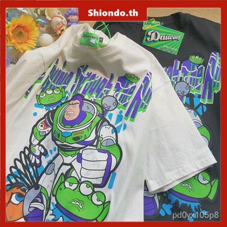 sell like hot cakesDisney Buzz Lightyear T Shirt Toy Story T shirt เสื้อยืดผู้หญิงสาวลายการ์ตูนน่ารัก เสื้อยืดผู้ชาย