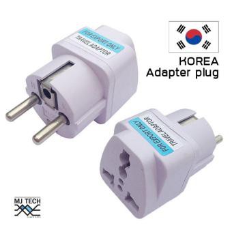 ภาพหน้าปกสินค้าADAPTER KOREA UK US AU to EU Travel Power Adapter Wall Plug Converter (White)