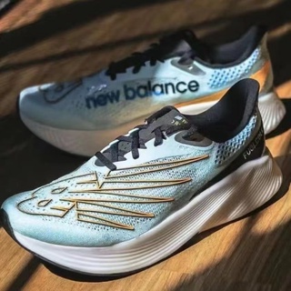 สินค้า (Pre-order) New Balance รองเท้าวิ่งผู้ชาย FuelCell RC Elite V2 | Carbon Blue/Gold ( MRCELSV2 )