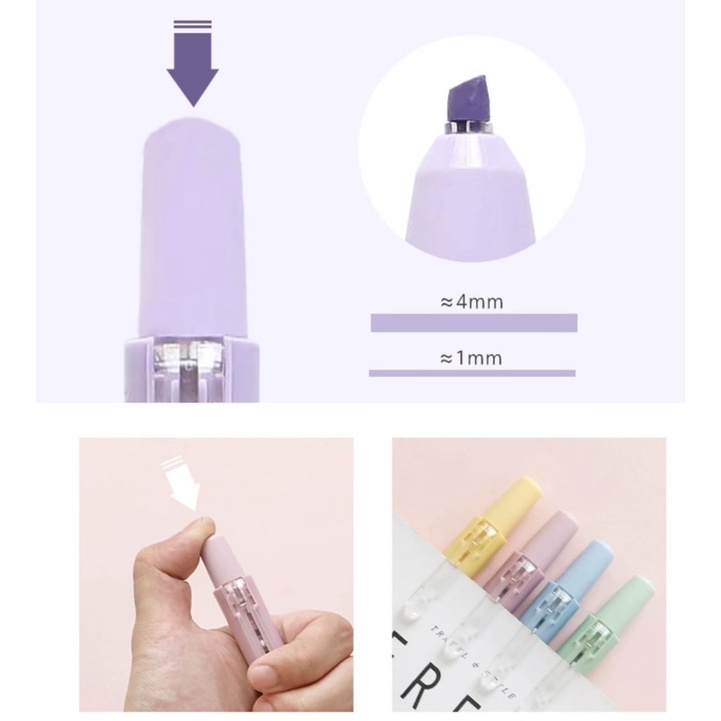 NEJA LIFE ปากกาเน้นข้อความ แบบหัวกด Hilighters 6สี พาสเทล ใช้งานสะดวก ...