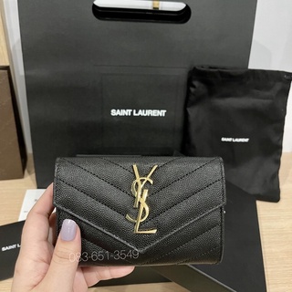 แท้💯 YSL Card Wallet envelope 2022 ดำอะไหล่ทอง กระเป๋าสตางค์ MONOGRAM SMALL ENVELOPE WALLET IN GRAIN DE EMBOSSED LEATHER