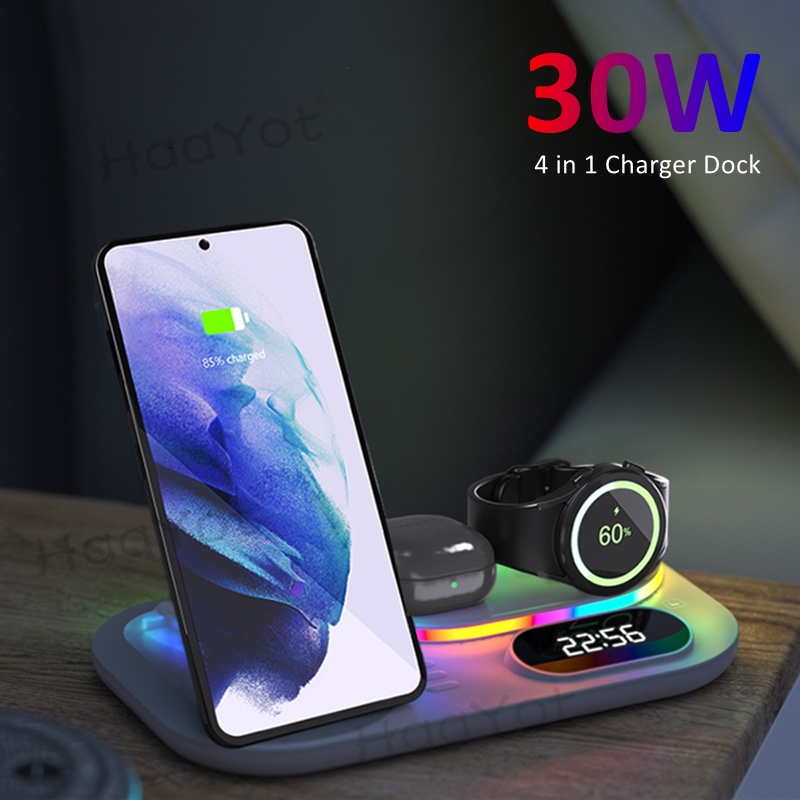 Galaxy Watch RGB 30W Wireless Charger Dock Qi 4 in 1 สถานีชาร์จเข้ากัน ...