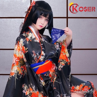 ผู้หญิงญี่ปุ่น Kimono สูท ชุดคอสเพลย์เครื่องแต่งกายชุดยาว Anime Cosplay Jigoku Shojo Hell Girl Enma Ai คอสเพลย์ ชุดคอสเพ