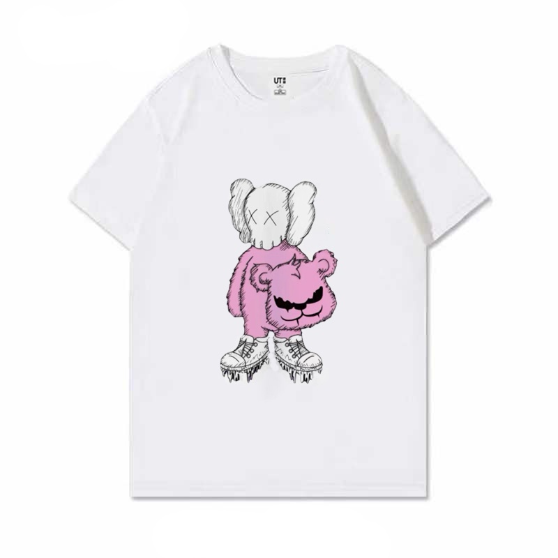 t-shirt-kaws-uniqlo-sesame-street-third-round-เสื้อยืดลําลองสําหรับผู้ชายผู้หญิงผ้าฝ้ายแขนสั้นคอกลมพิมพ์ลายs-5xl