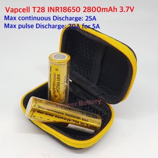 Vapcell T28 INR18650 2800mAh 3.7V(2ก้อนพร้อมกระเป๋าใส่ถ่าน)