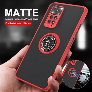 For Redmi Note 11 Pro Case Car Magnetic Holder Matte Armor Cover Redme Note11 4G 11S 11Pro Plus 5G Camera Protection Stand Coque
