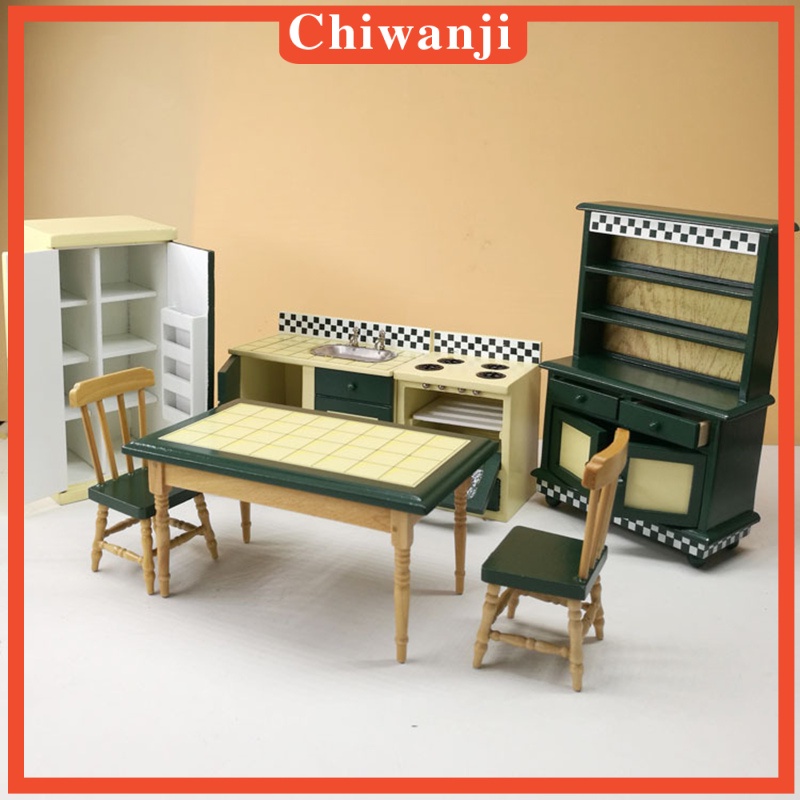 chiwanji-ชุดเฟอร์นิเจอร์ไม้จิ๋วสําหรับตกแต่งบ้านตุ๊กตา