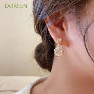 Doreen ต่างหูกระดุมสไตล์เกาหลีสําหรับผู้หญิงสีดํา/สีขาว