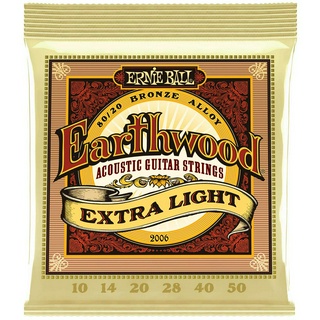 ERNIE BALL® 2006 สายกีตาร์โปร่ง เบอร์ 10 ของแท้ 100% รุ่น Earthwood (Extra Lights .010 - .050) ** Made in USA **