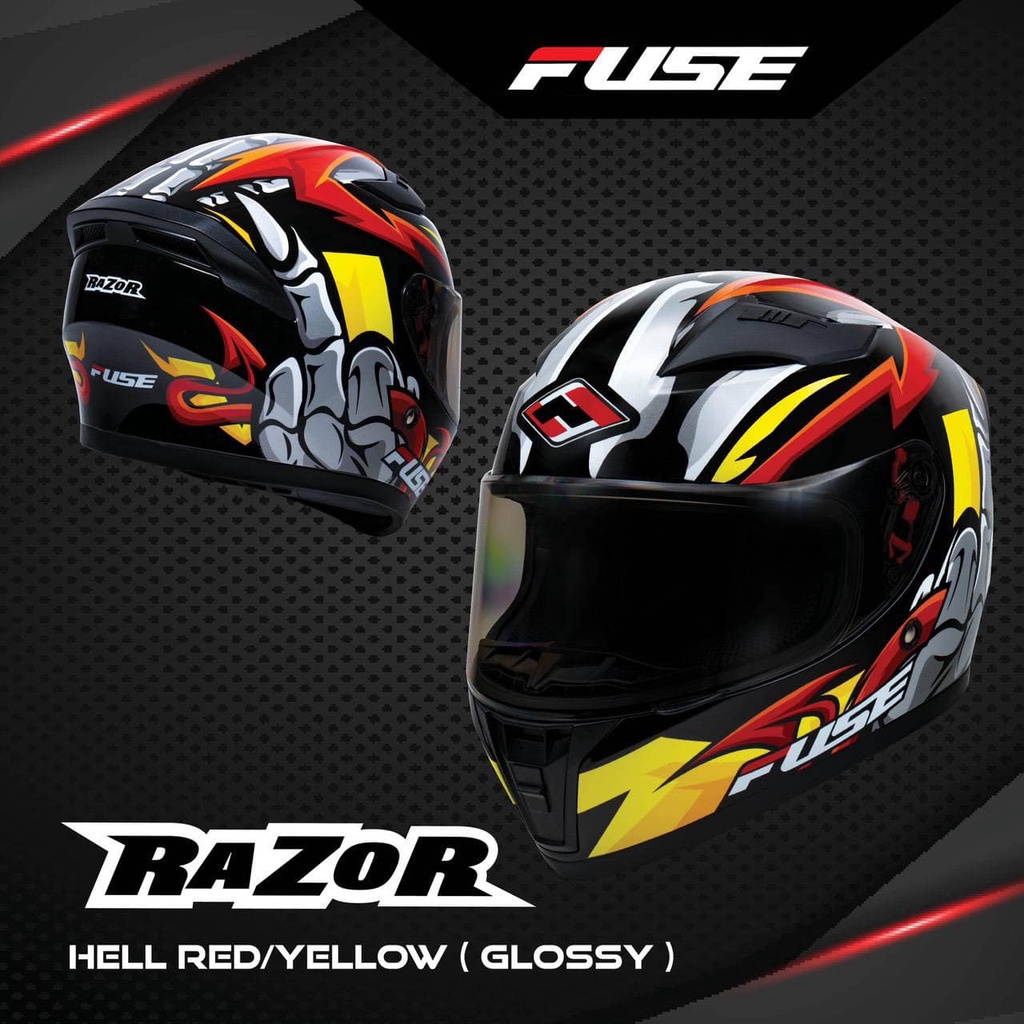 หมวกกันน็อค Fuse Razor 2022 ลาย Hell Red/Yellow | Shopee Thailand