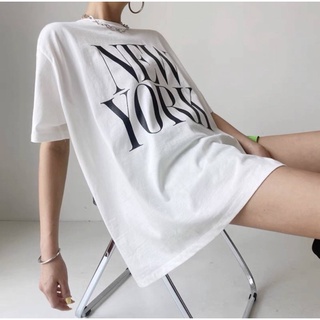 Oversized New York Shirt🍋เสื้อโอเวอร์ไซส์ ผ้าคอนคอนนิ่มๆ สกรีนเต็มๆ 【S-4XL】